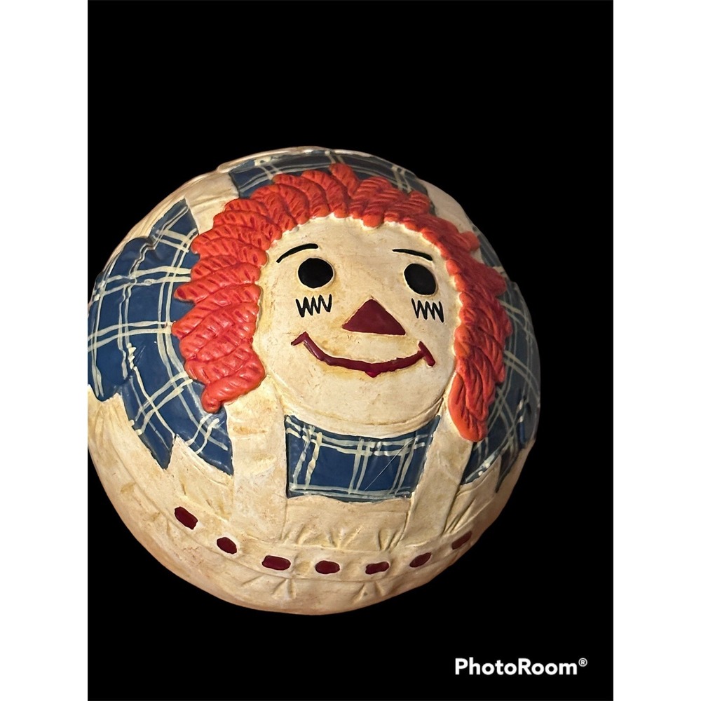 1991 Briere Raggedy Ann Round wood ball  Folk Art Hand Painted Decor no cart